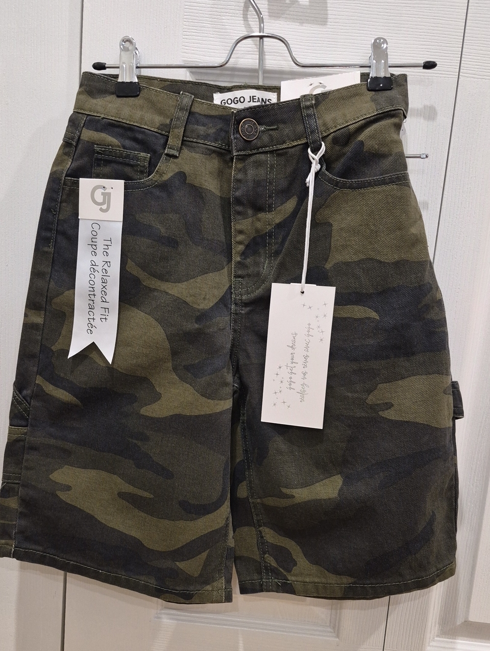 GOGO Men's Camo Cargo Shorts - Olive & Black